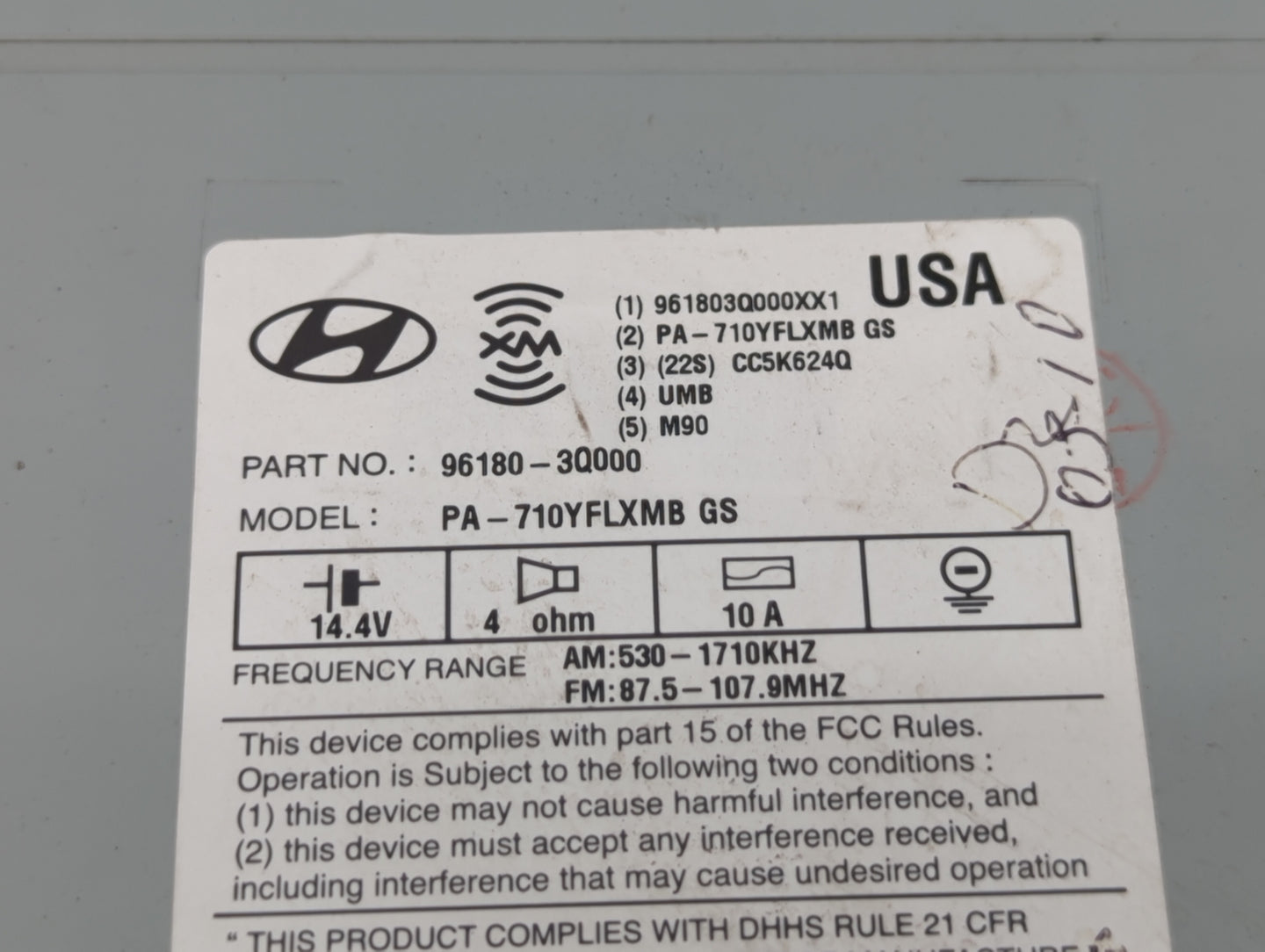 2011 Hyundai Sonata Radio AM FM Cd Player Receiver Replacement P/N:96180-3Q000 Fits OEM Used Auto Parts - Oemusedautoparts1.
