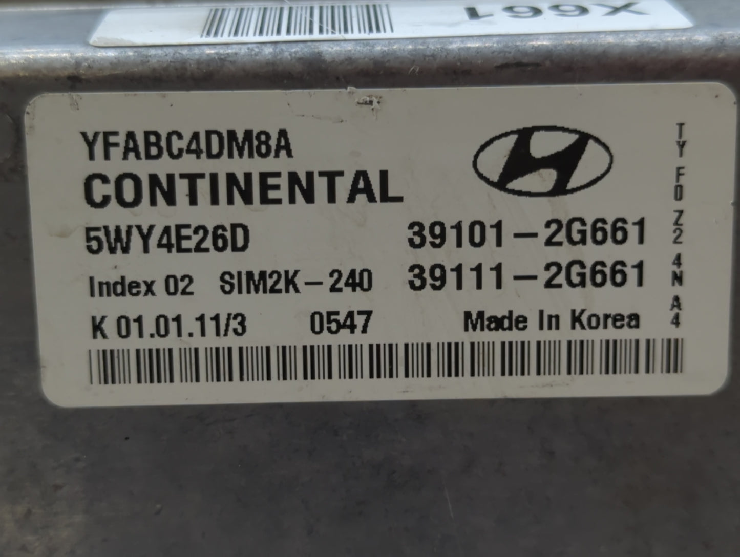 2011 Hyundai Sonata PCM Engine Control Computer ECU ECM PCU OEM P/N:39101-2G671 39111-2G661, 39101-2G661 Fits OEM Used Auto 