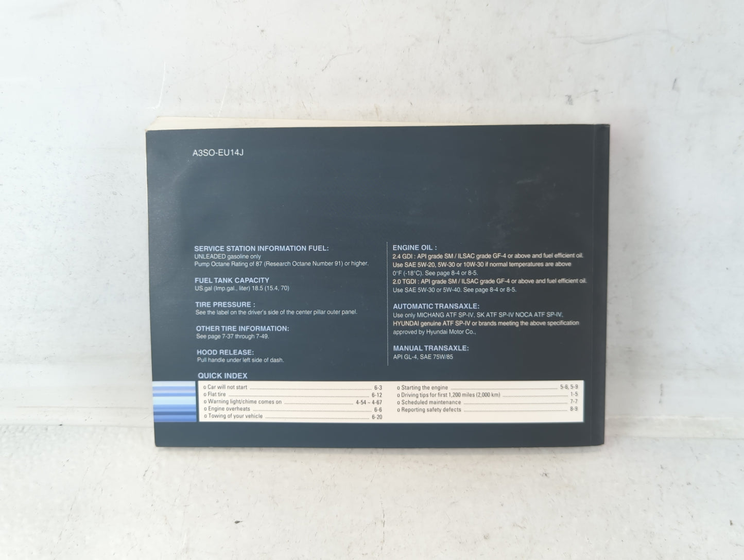 2011 Hyundai Sonata Owners Manual Book Guide P/N:A3S0-EU14J OEM Used Auto Parts - Oemusedautoparts1.com