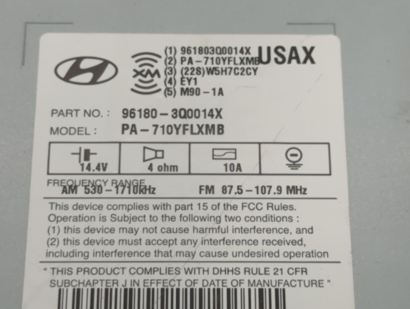 2011 Hyundai Sonata Radio AM FM Cd Player Receiver Replacement P/N:96180-3Q0014X Fits OEM Used Auto Parts - Oemusedautoparts