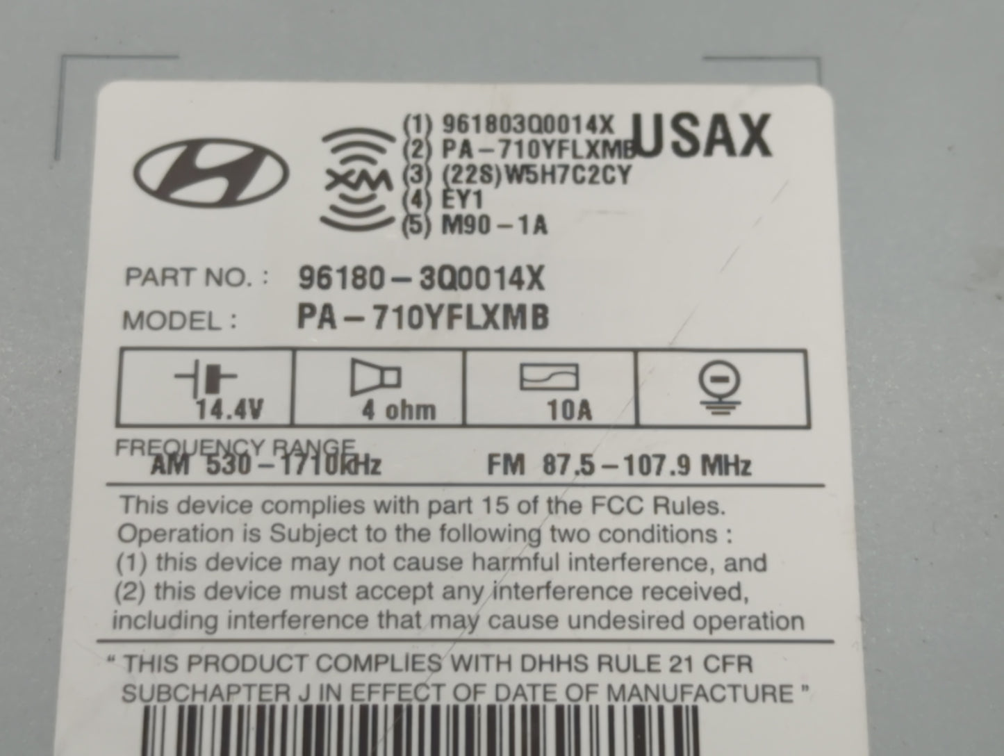 2011 Hyundai Sonata Radio AM FM Cd Player Receiver Replacement P/N:96180-3Q0014X Fits OEM Used Auto Parts - Oemusedautoparts