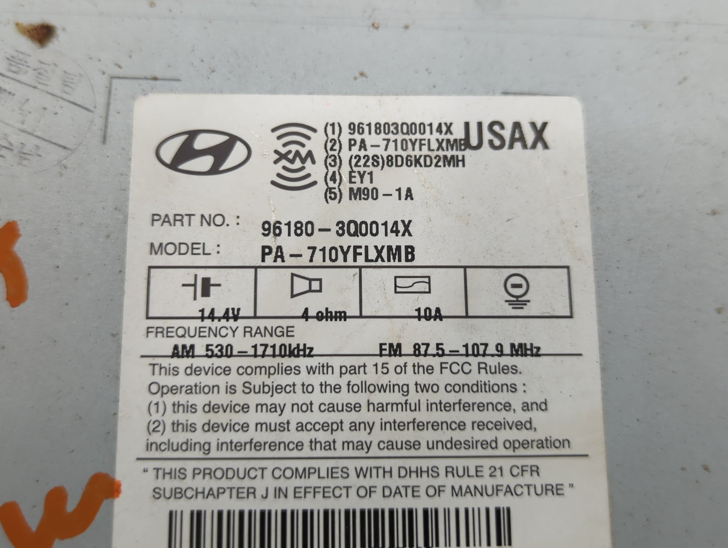 2011 Hyundai Sonata Radio AM FM Cd Player Receiver Replacement P/N:96180-3Q0014X Fits OEM Used Auto Parts - Oemusedautoparts