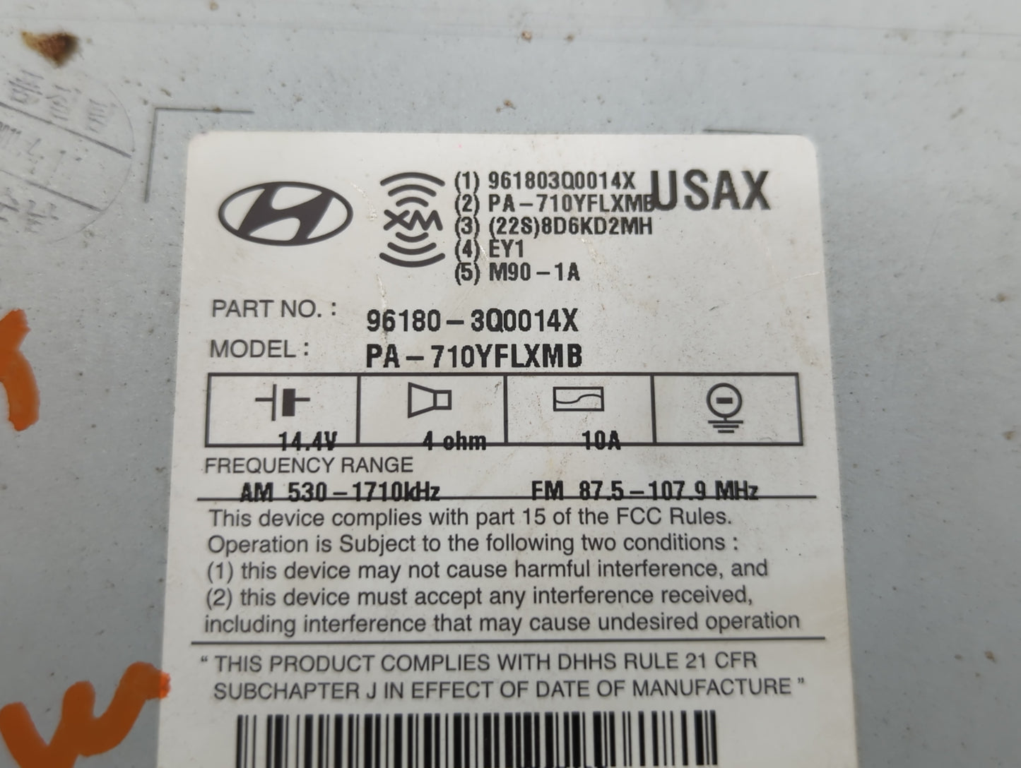 2011 Hyundai Sonata Radio AM FM Cd Player Receiver Replacement P/N:96180-3Q0014X Fits OEM Used Auto Parts - Oemusedautoparts