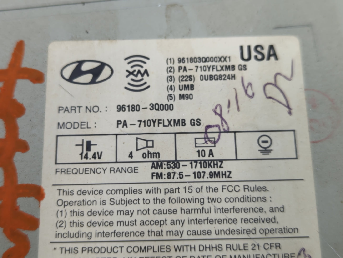 2011 Hyundai Sonata Radio AM FM Cd Player Receiver Replacement P/N:96180-3Q000 Fits OEM Used Auto Parts - Oemusedautoparts1.
