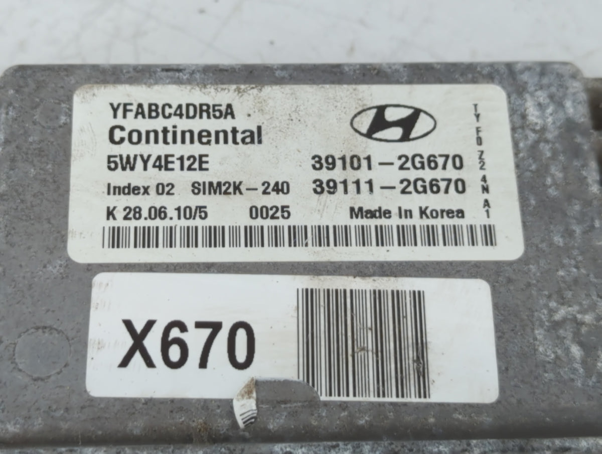 2011 Hyundai Sonata PCM Engine Control Computer ECU ECM PCU OEM P/N:39111-2G670 39101-2G670 Fits OEM Used Auto Parts - Oemus