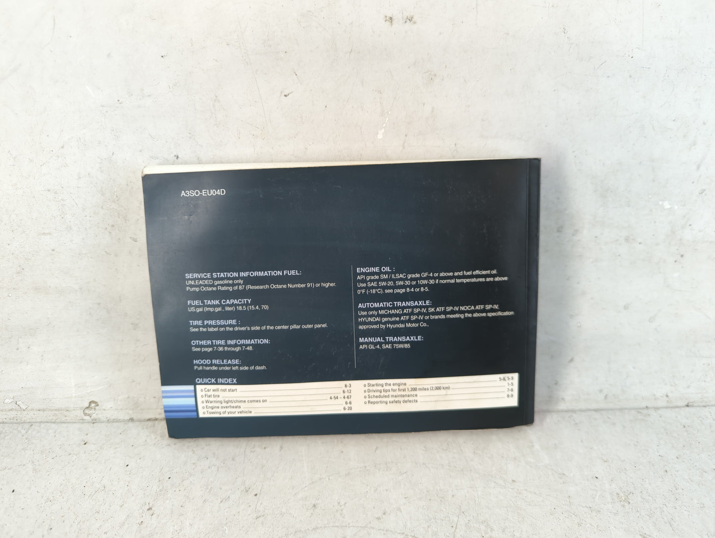 2011 Hyundai Sonata Owners Manual Book Guide P/N:A3S0-EU04D OEM Used Auto Parts - Oemusedautoparts1.com