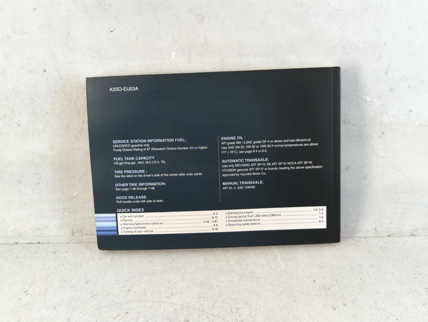 2011 Hyundai Sonata Owners Manual Book Guide P/N:A3SO-EU03A OEM Used Auto Parts - Oemusedautoparts1.com