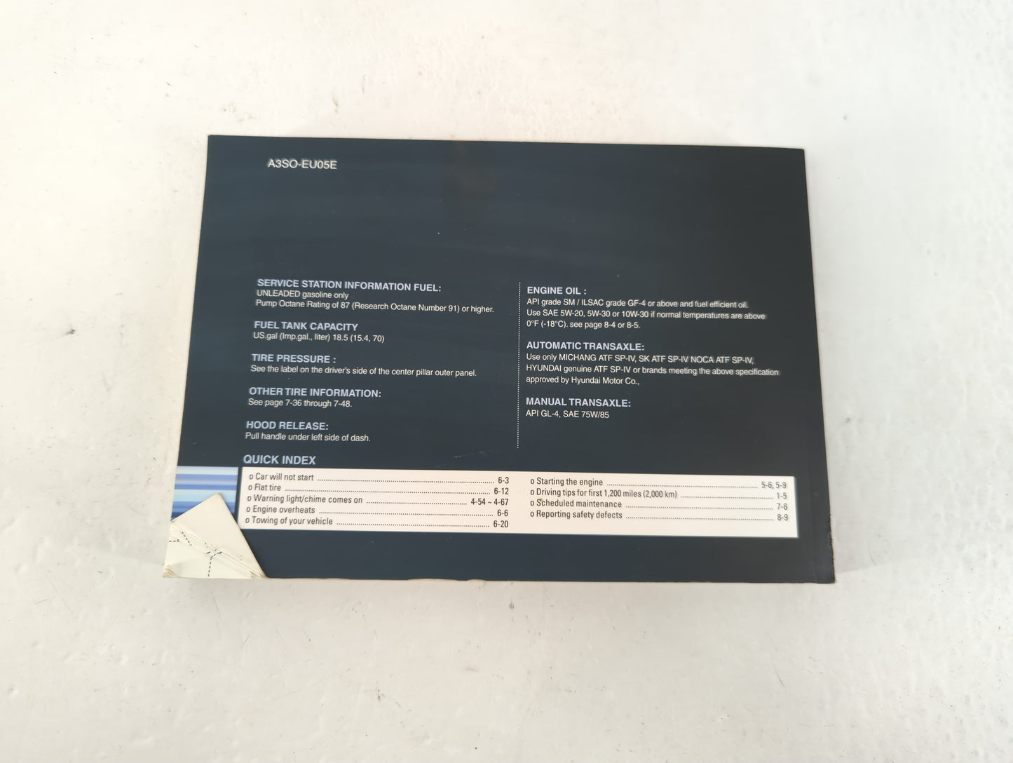 2011 Hyundai Sonata Owners Manual Book Guide P/N:A3SO-EU05E OEM Used Auto Parts - Oemusedautoparts1.com