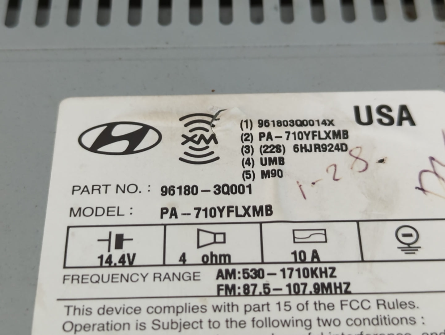 2011 Hyundai Sonata Radio AM FM Cd Player Receiver Replacement P/N:96180-3Q001 Fits OEM Used Auto Parts - Oemusedautoparts1.