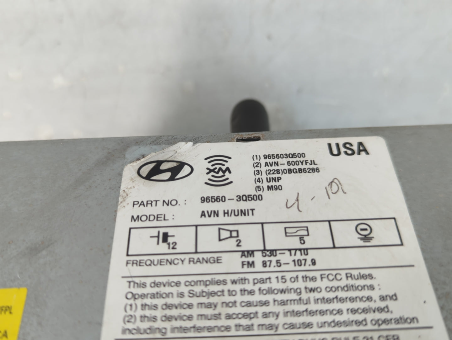 2011 Hyundai Sonata Radio AM FM Cd Player Receiver Replacement P/N:96560-3Q500 Fits OEM Used Auto Parts - Oemusedautoparts1.