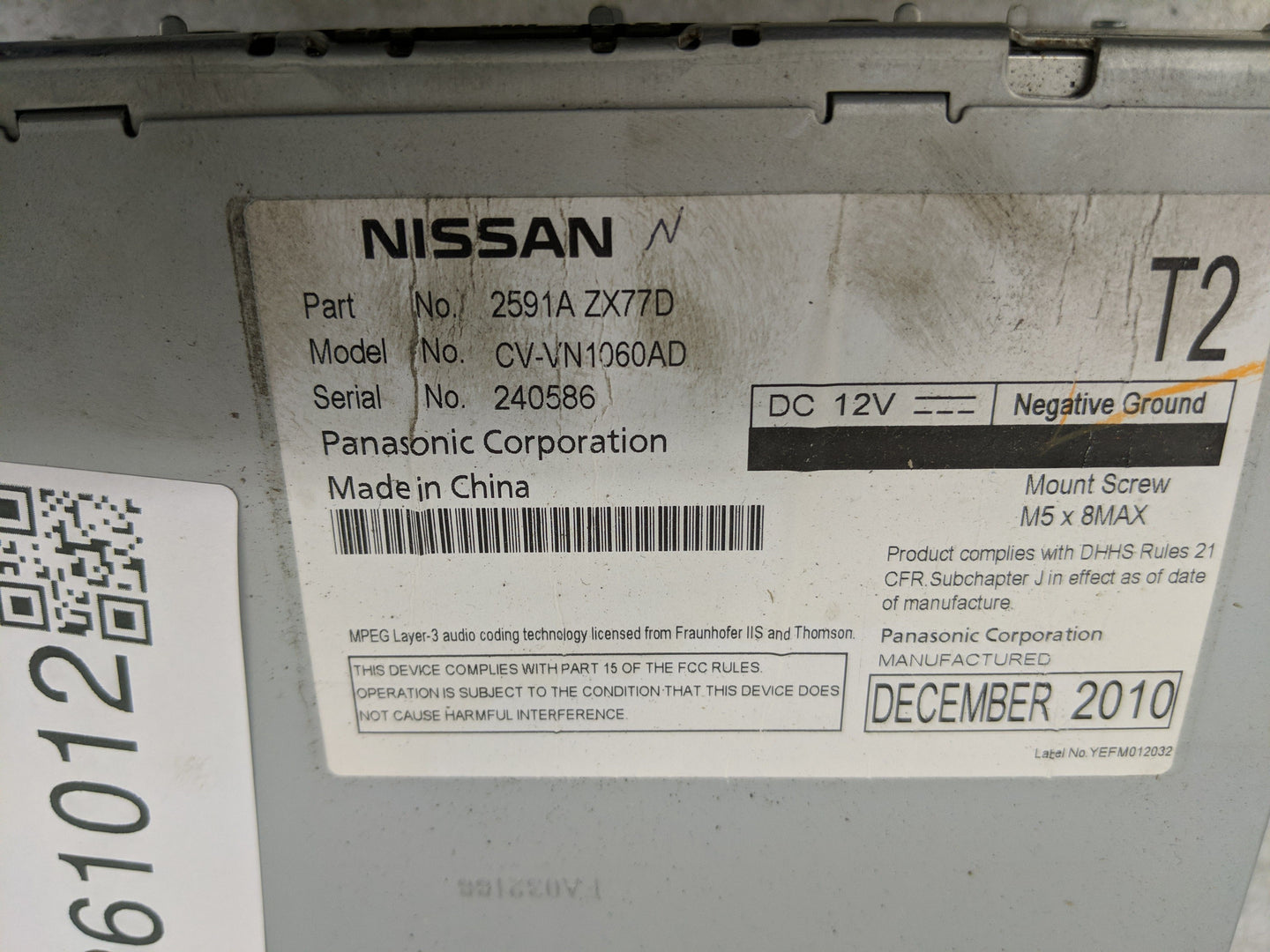 2010-2012 Infiniti Fx35 Radio AM FM Cd Player Receiver Replacement P/N:2591A ZX77D Fits Fits 2010 2011 2012 2013 2014 2015 O