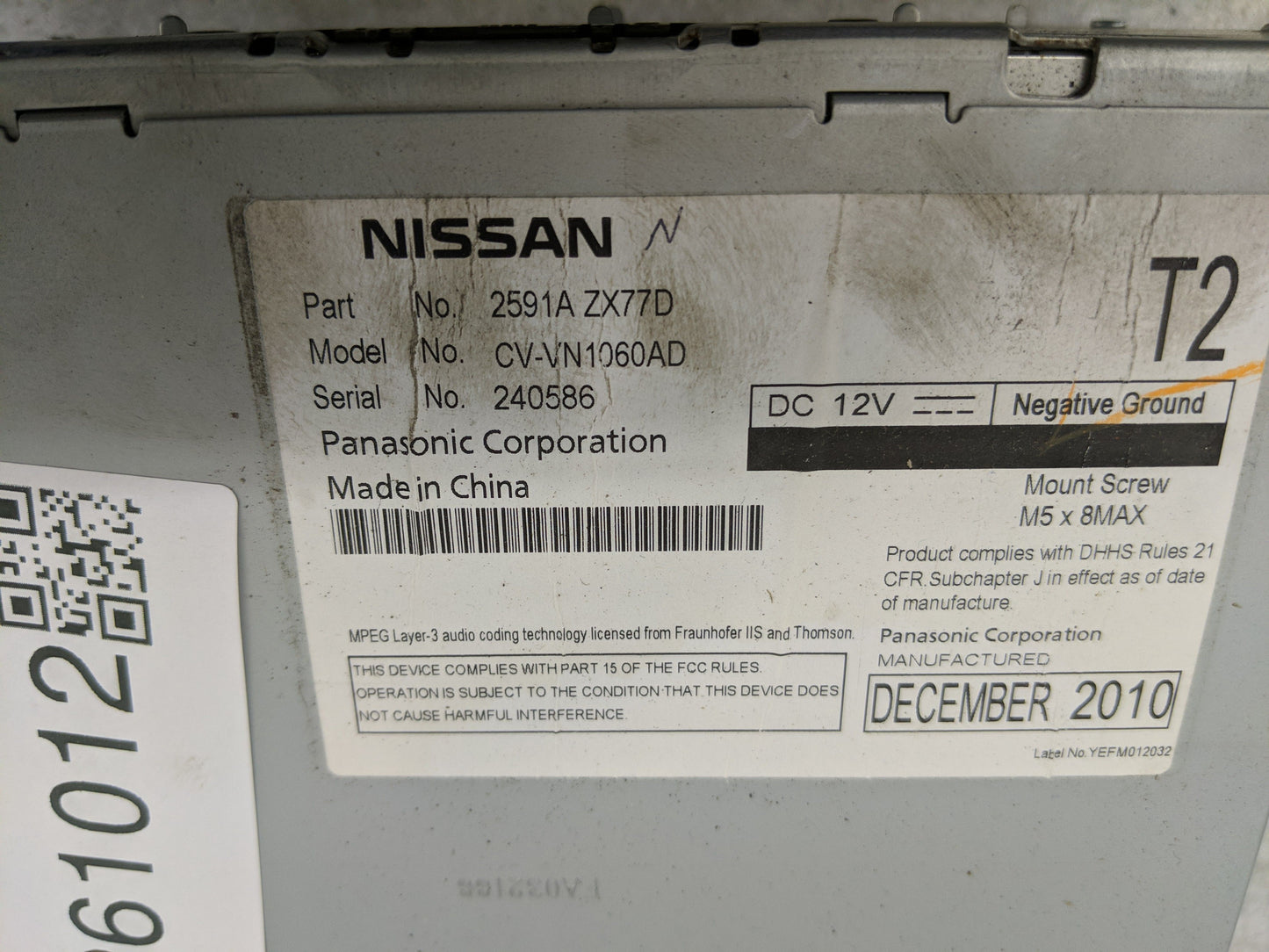 2010-2012 Infiniti Fx35 Radio AM FM Cd Player Receiver Replacement P/N:2591A ZX77D Fits Fits 2010 2011 2012 2013 2014 2015 O