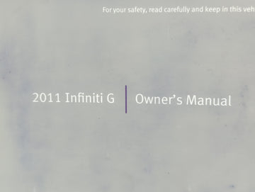 2011 Infiniti G20 Owners Manual Book Guide P/N:OM1E 0V36U1 OEM Used Auto Parts