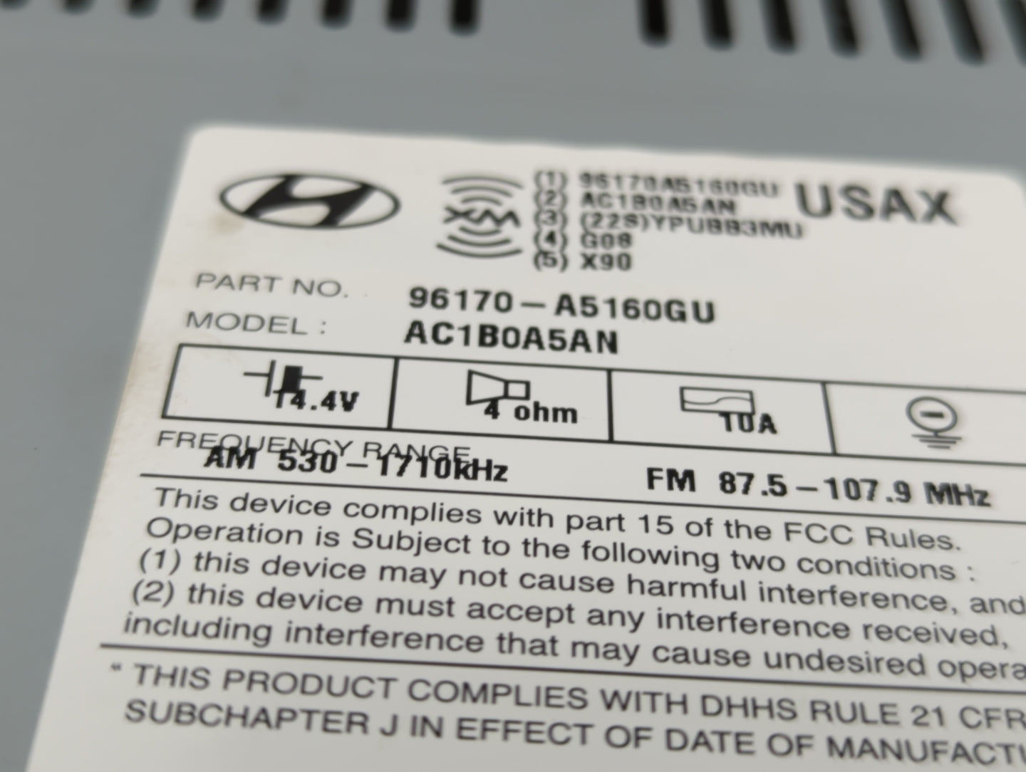 2010-2013 Infiniti G37 Radio AM FM Cd Player Receiver Replacement P/N:96170-A5160GU 25915 ZX74A Fits OEM Used Auto Parts - O