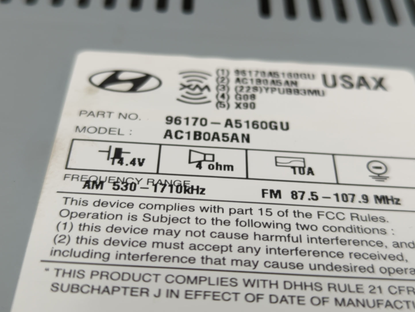 2010-2013 Infiniti G37 Radio AM FM Cd Player Receiver Replacement P/N:96170-A5160GU 25915 ZX74A Fits OEM Used Auto Parts - O