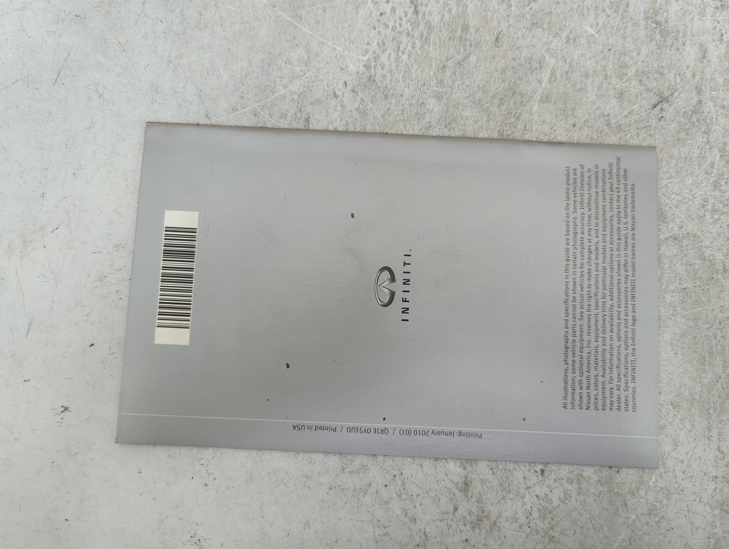 2011 Infiniti M37 Owners Manual Book Guide P/N:QR1E0Y51U0 OEM Used Auto Parts - Oemusedautoparts1.com