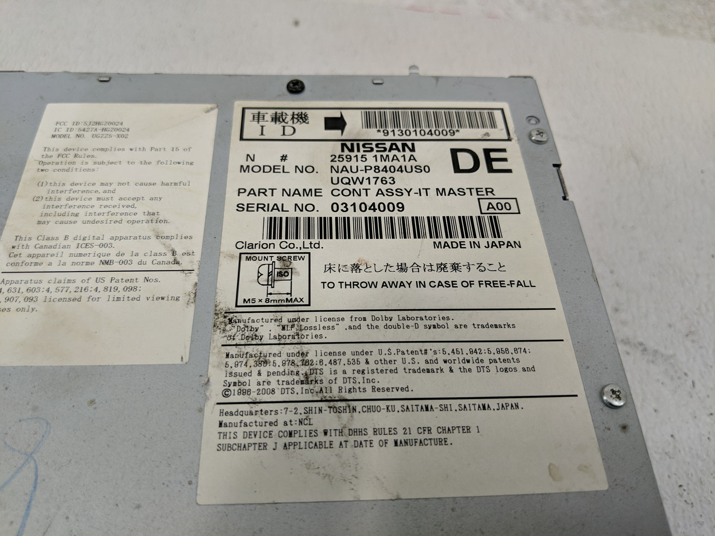 2011 Infiniti M56 Radio AM FM Cd Player Receiver Replacement P/N:25915 1MA1A Fits Fits 2010 OEM Used Auto Parts - Oemusedaut
