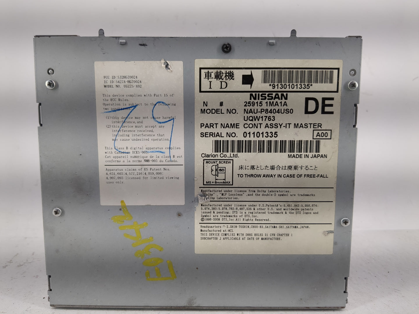2011 Infiniti M56 Radio AM FM Cd Player Receiver Replacement P/N:25915 1MA1A Fits Fits 2010 OEM Used Auto Parts - Oemusedaut