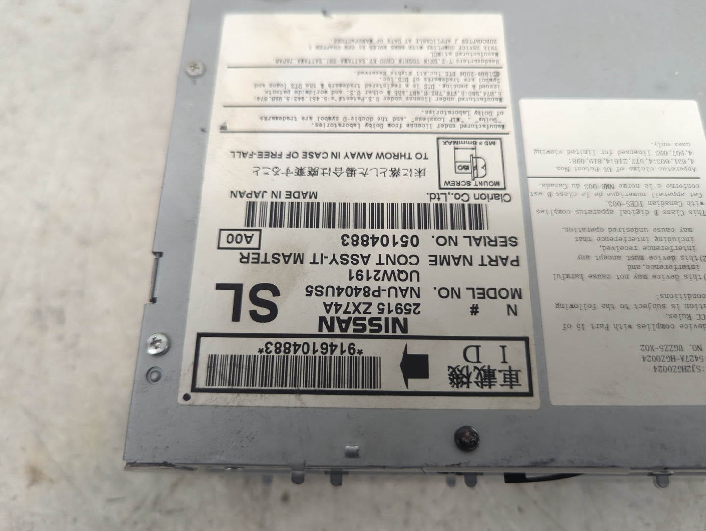 2011 Infiniti M56 Radio AM FM Cd Player Receiver Replacement P/N:NAU-P8404US5 UQW2191, 25915 ZX74A Fits Fits 2010 OEM Used A