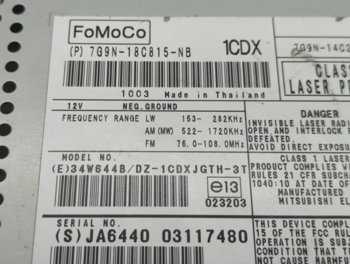 2009-2011 Jaguar Xf Am Fm Cd Player Radio Receiver 549411 - Oemusedautoparts1.com