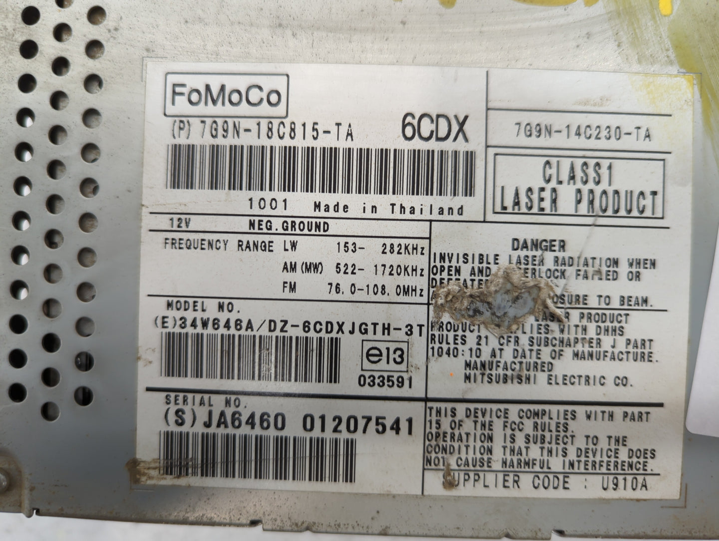 2009-2011 Jaguar Xf Am Fm Cd Player Radio Receiver - Oemusedautoparts1.com