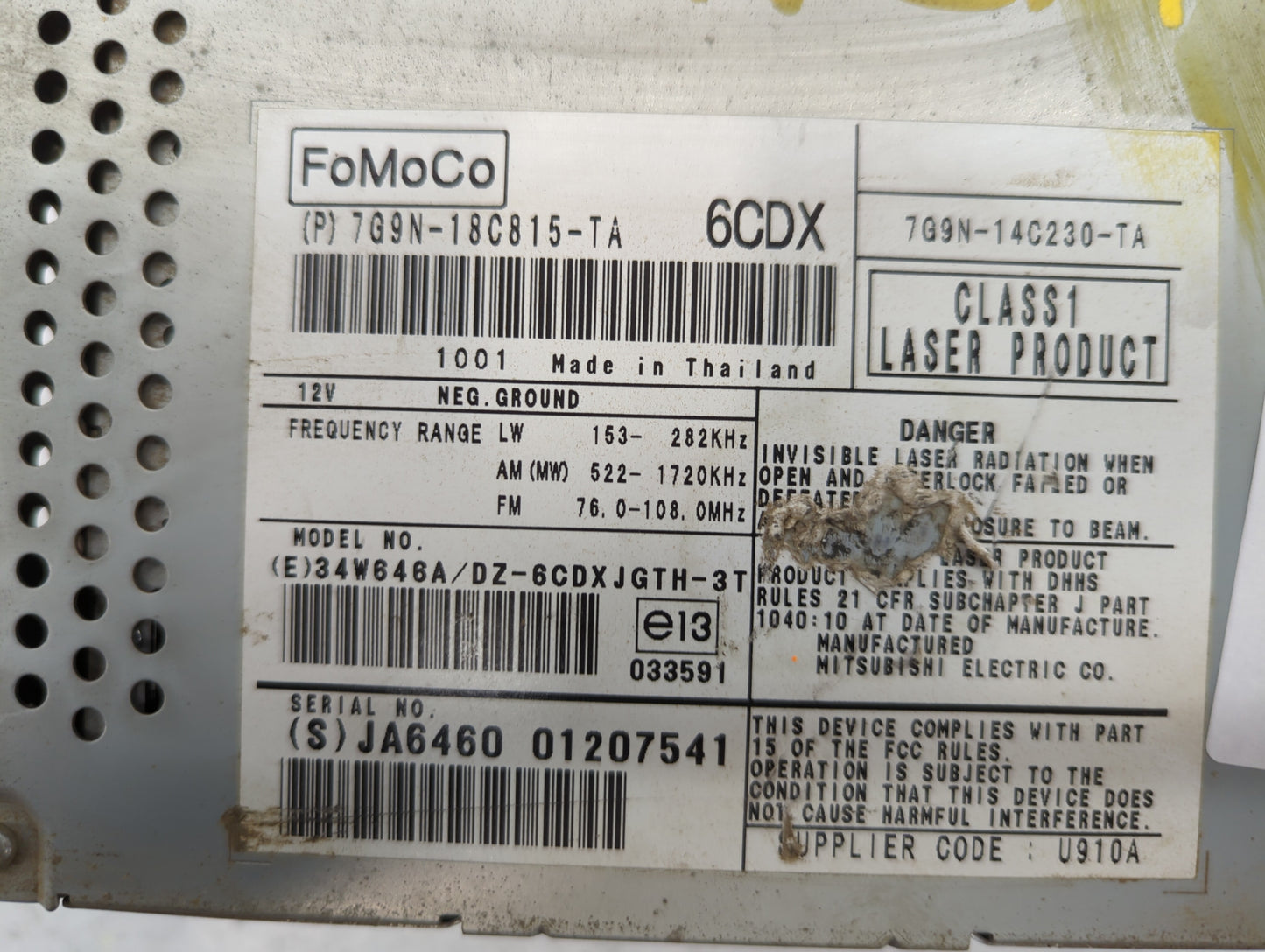 2009-2011 Jaguar Xf Am Fm Cd Player Radio Receiver - Oemusedautoparts1.com