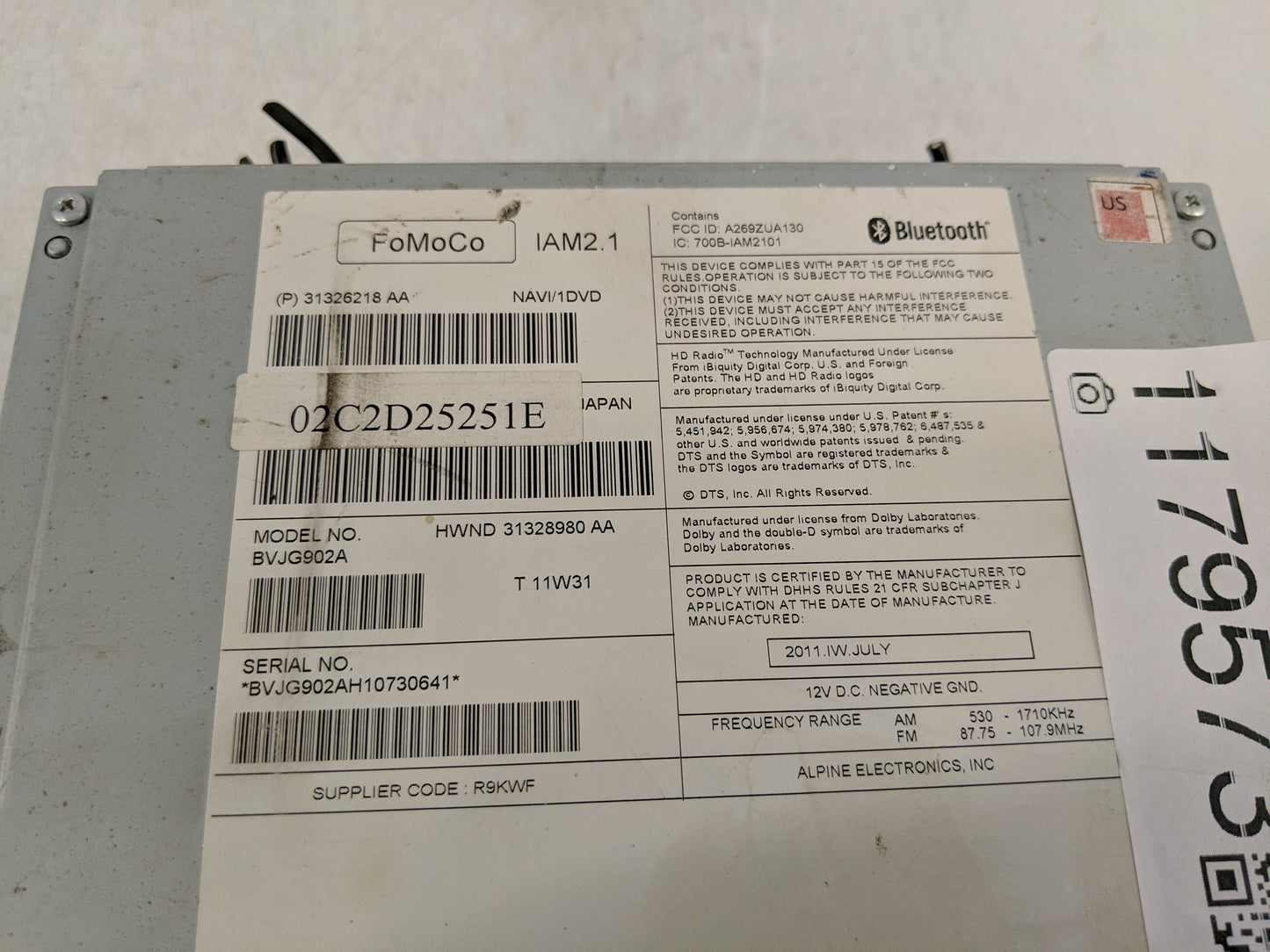 2010-2011 Jaguar Xj Radio AM FM Cd Player Receiver Replacement Fits Fits 2010 2011 2012 2013 2014 2015 OEM Used Auto Parts -