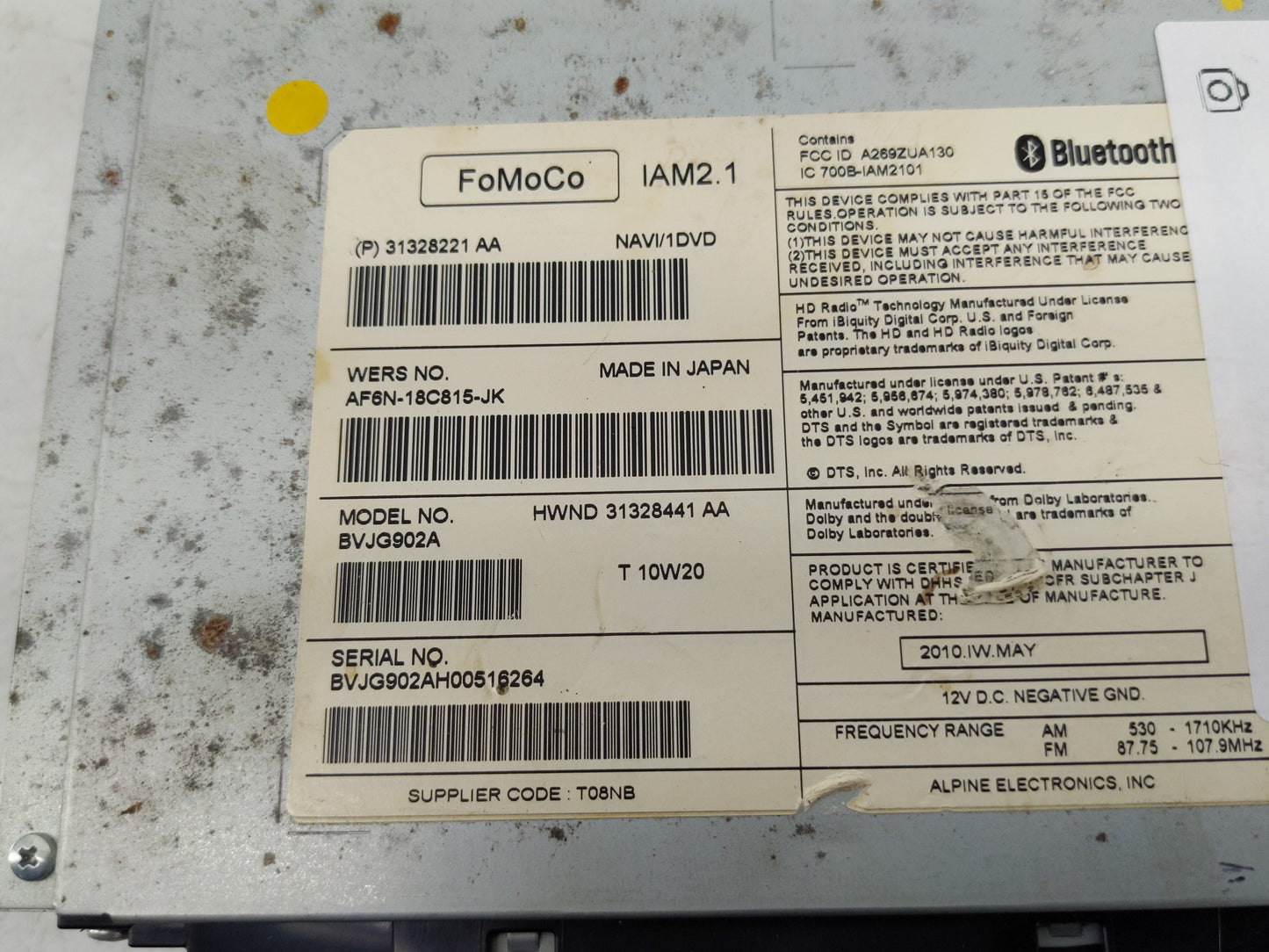 2010-2011 Jaguar Xj Radio AM FM Cd Player Receiver Replacement P/N:31328221 AA Fits Fits 2010 2011 OEM Used Auto Parts - Oem