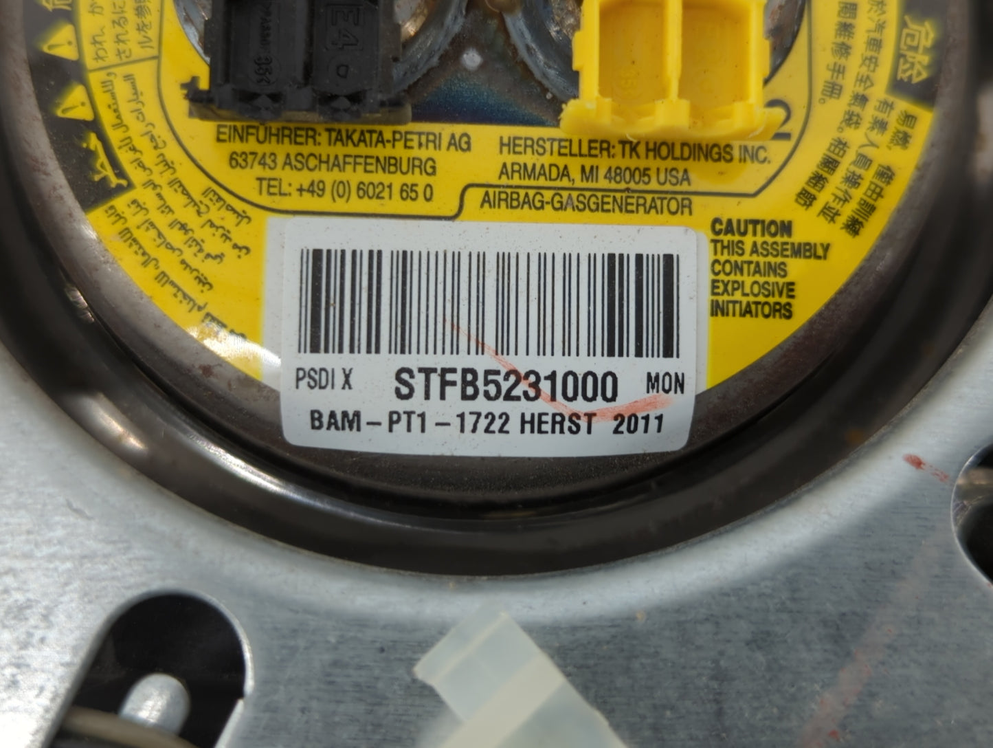 2011 Jeep Grand Cherokee Air Bag Driver Left Steering Wheel Mounted P/N:BAM-PT1-1722 Fits OEM Used Auto Parts - Oemusedautop