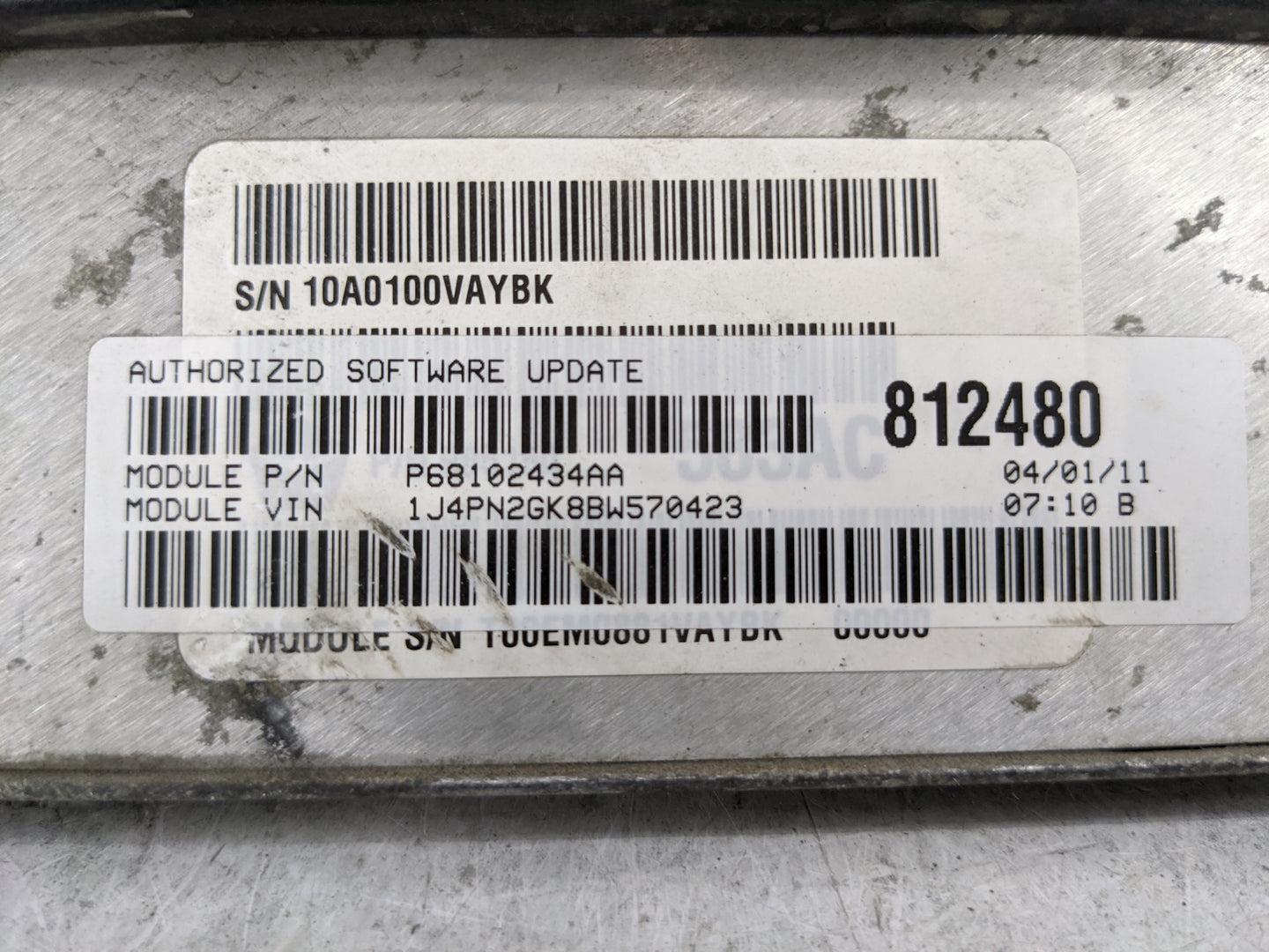 2011 Jeep Liberty PCM Engine Control Computer ECU ECM PCU OEM P/N:68102434AA Fits OEM Used Auto Parts - Oemusedautoparts1.co