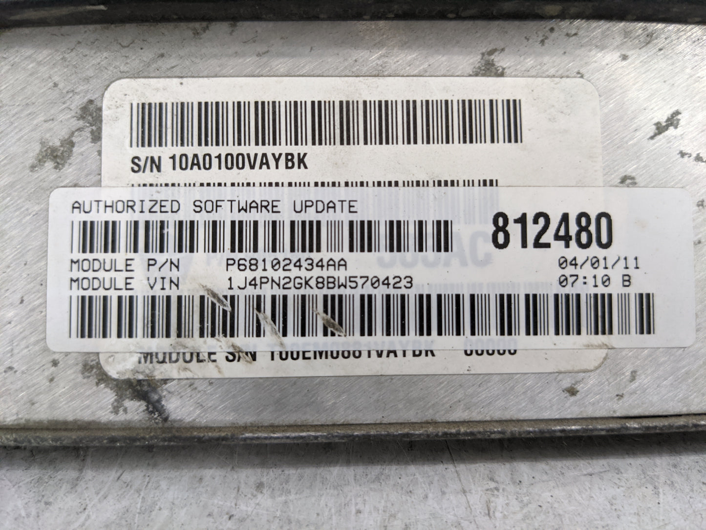 2011 Jeep Liberty PCM Engine Control Computer ECU ECM PCU OEM P/N:68102434AA Fits OEM Used Auto Parts - Oemusedautoparts1.co