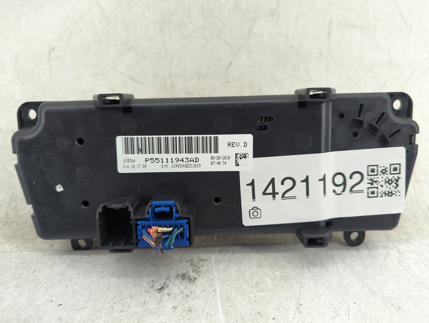 2010-2012 Jeep Liberty Climate Control Module Temperature AC/Heater Replacement P/N:P55111943AD 55111943AD Fits OEM Used Aut