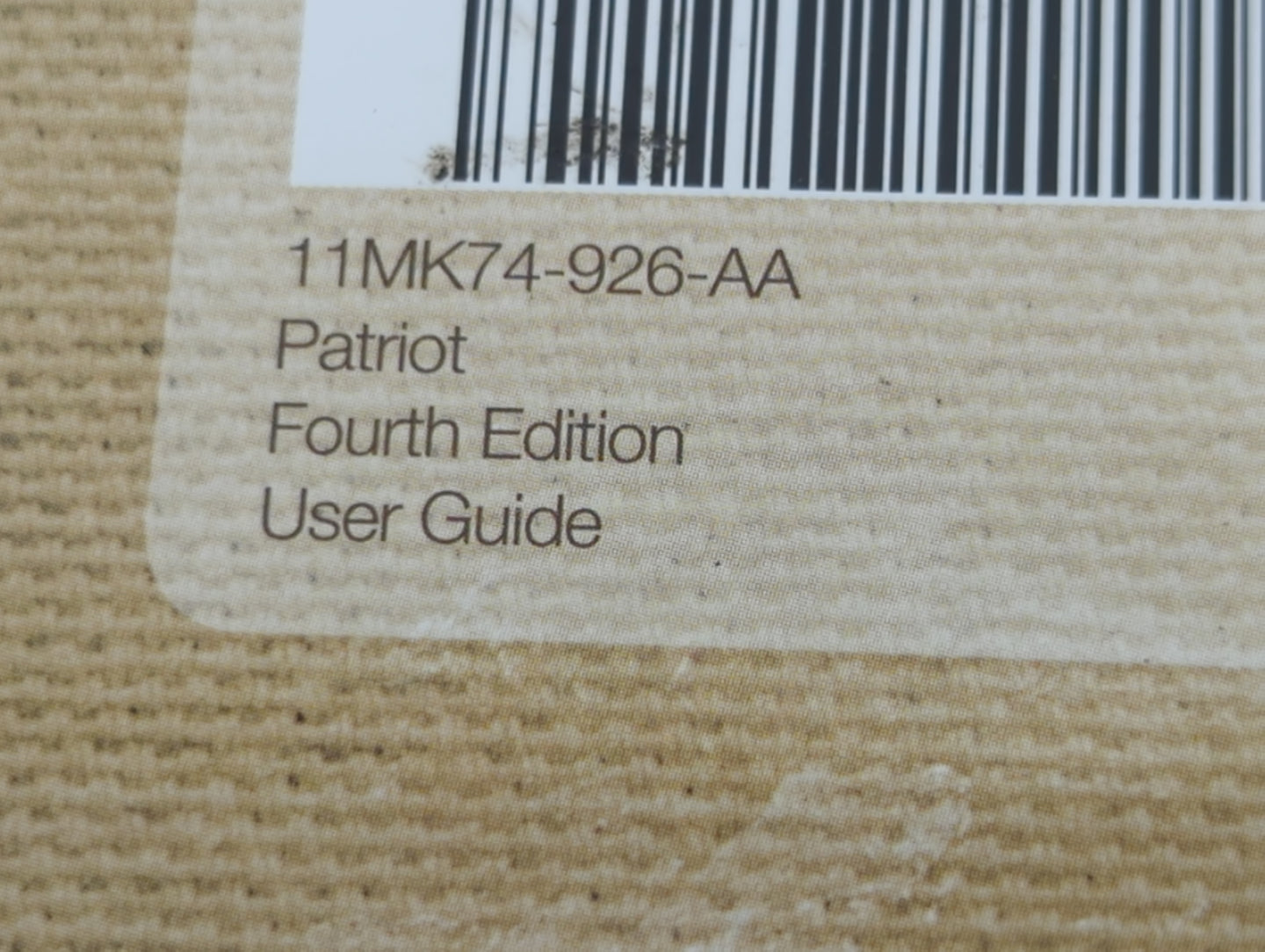 2011 Jeep Patriot Owners Manual Book Guide P/N:11MK74-926-AA OEM Used Auto Parts - Oemusedautoparts1.com