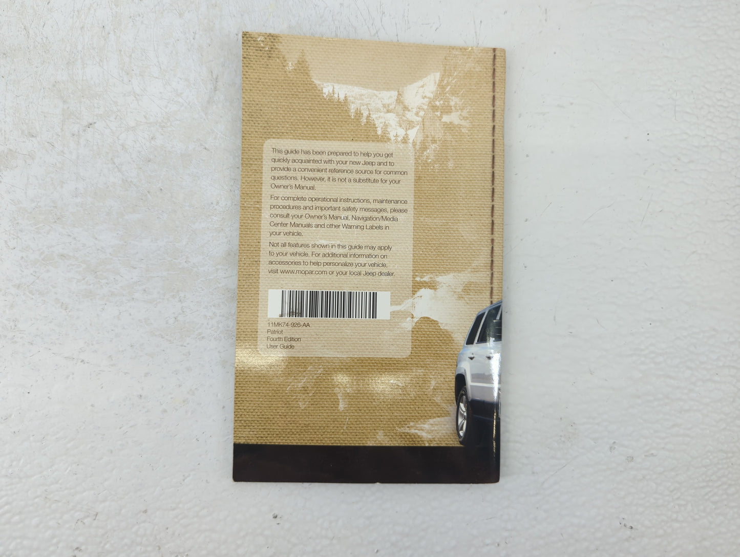 2011 Jeep Patriot Owners Manual Book Guide P/N:11MK74-926-AA OEM Used Auto Parts - Oemusedautoparts1.com