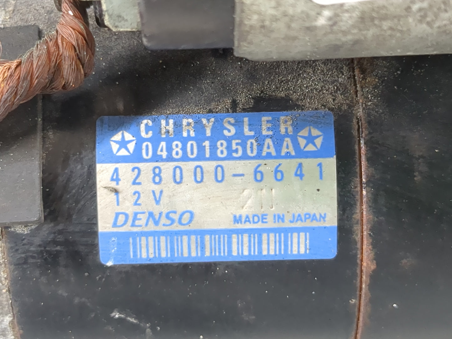 2009-2011 Jeep Wrangler Car Starter Motor Solenoid OEM P/N:428000-6641 04801850AA Fits Fits 2009 2010 2011 OEM Used Auto Par