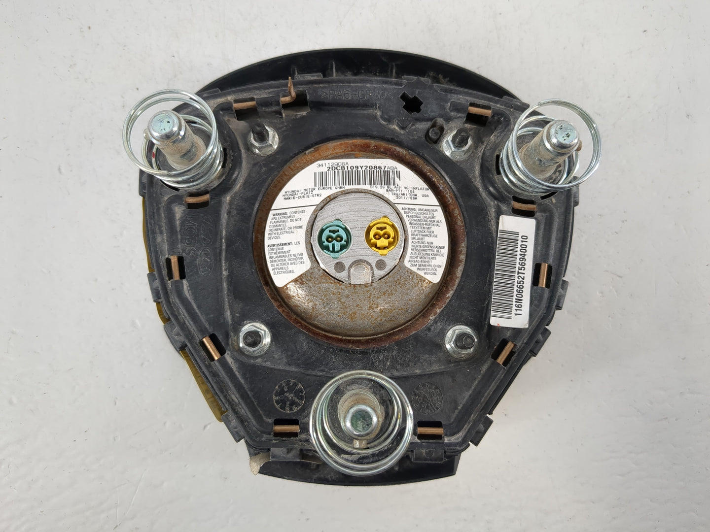 2011-2012 Kia Optima Air Bag Driver Left Steering Wheel Mounted P/N:34112908A Fits Fits 2011 2012 OEM Used Auto Parts - Oemu