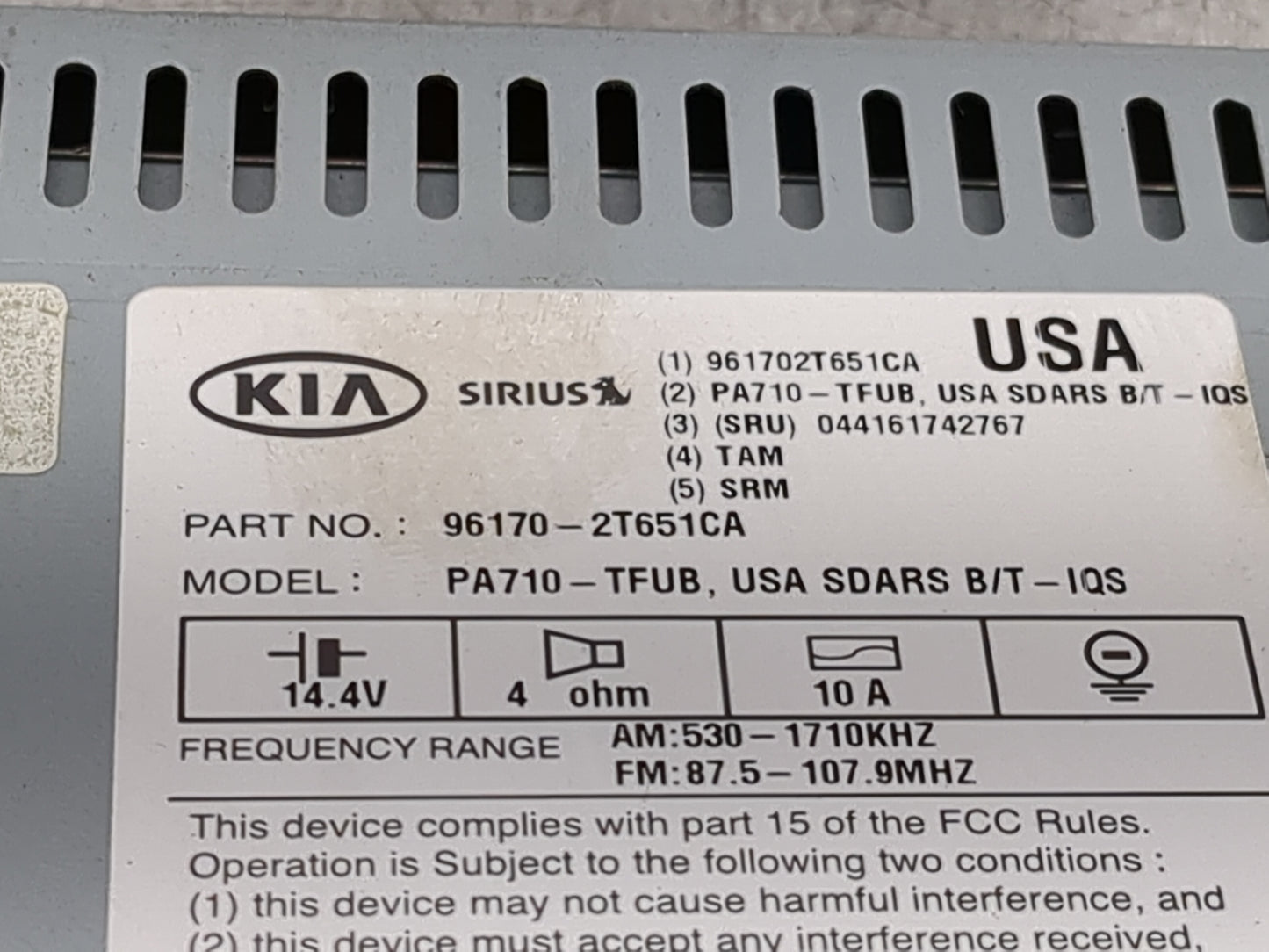 2011-2013 Kia Optima Radio AM FM Cd Player Receiver Replacement P/N:961702T651CA PA710-TFUB Fits Fits 2011 2012 2013 OEM Use