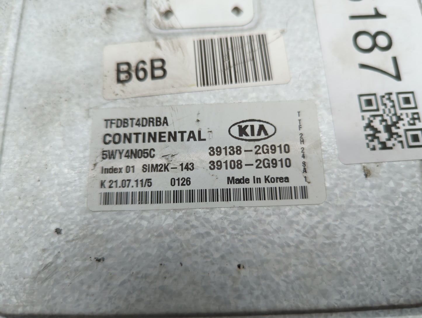 2011-2013 Kia Optima PCM Engine Control Computer ECU ECM PCU OEM P/N:39108-2G912 39138-2G912, 39138-2G910 Fits Fits 2011 201