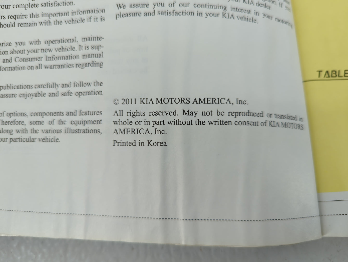 2011 Kia Optima Owners Manual Book Guide OEM Used Auto Parts - Oemusedautoparts1.com
