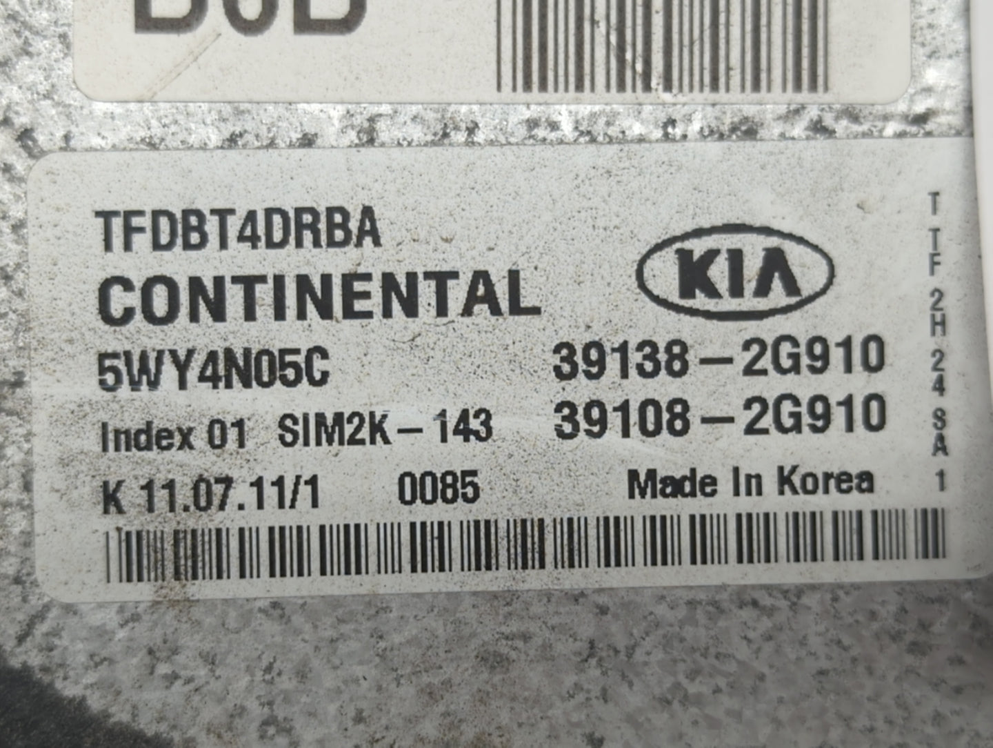 2011-2013 Kia Optima PCM Engine Control Computer ECU ECM PCU OEM P/N:39108-2G912 39138-2G912, 39138-2G910 Fits Fits 2011 201