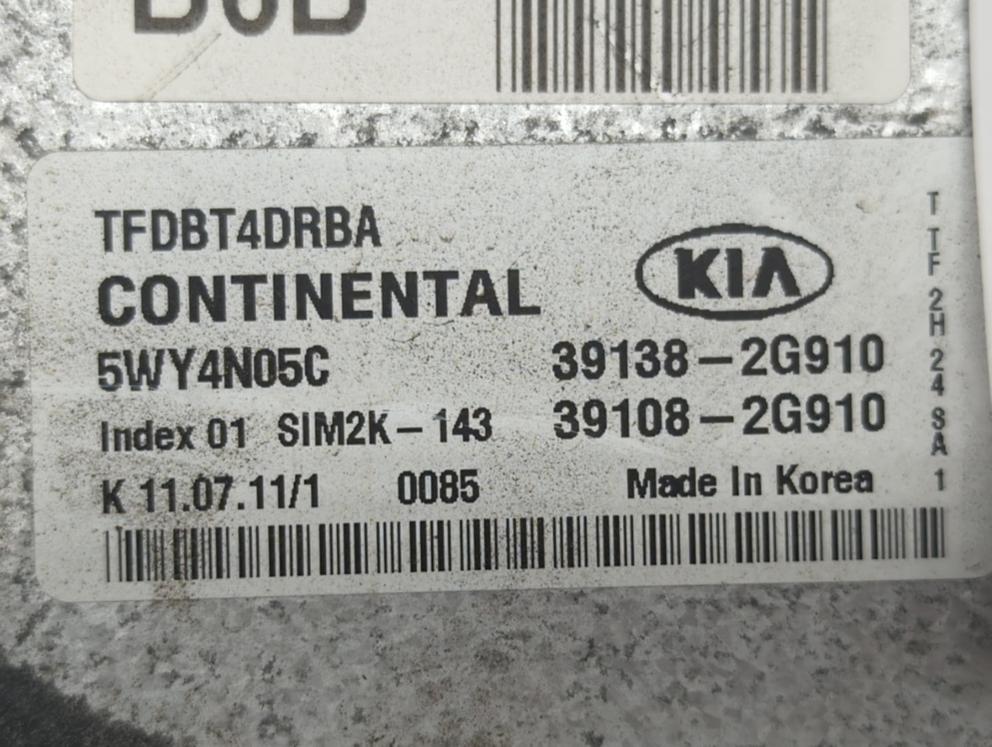 2011-2013 Kia Optima PCM Engine Control Computer ECU ECM PCU OEM P/N:39108-2G912 39138-2G912, 39138-2G910 Fits Fits 2011 201