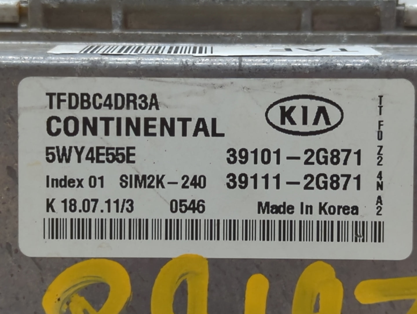 2011-2013 Kia Optima PCM Engine Control Computer ECU ECM PCU OEM P/N:39111-2G872 39101-2G872, 39131-2EHA7 Fits Fits 2011 201