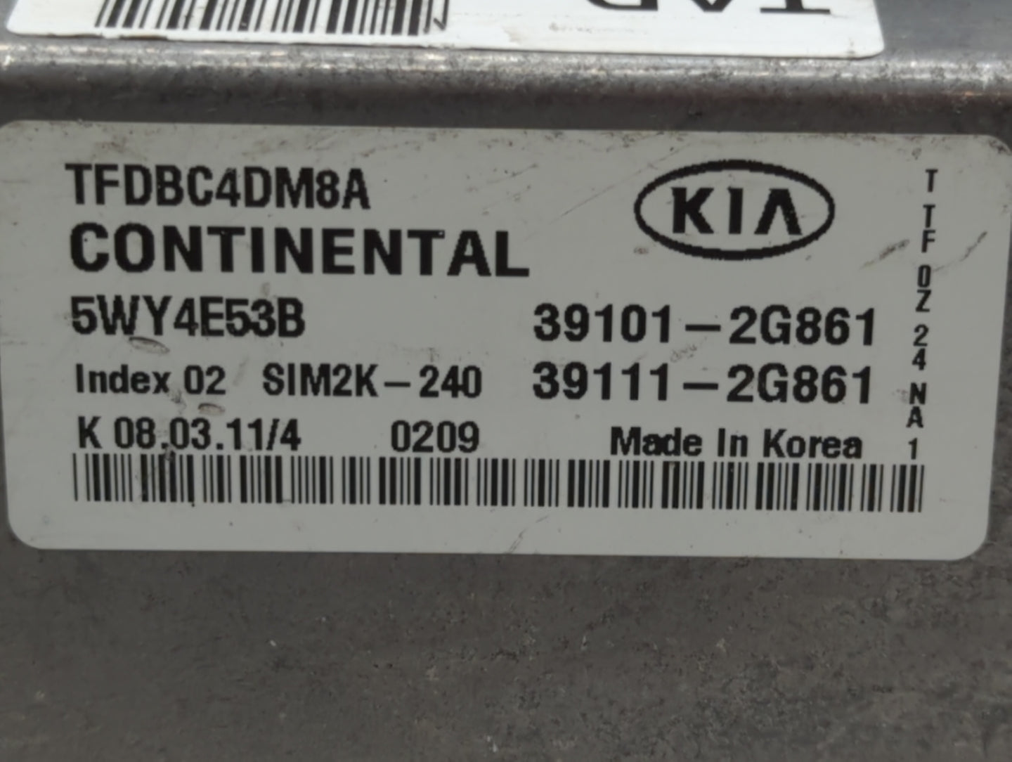 2011-2013 Kia Optima PCM Engine Control Computer ECU ECM PCU OEM P/N:39101-2G861 Fits Fits 2011 2012 2013 OEM Used Auto Part