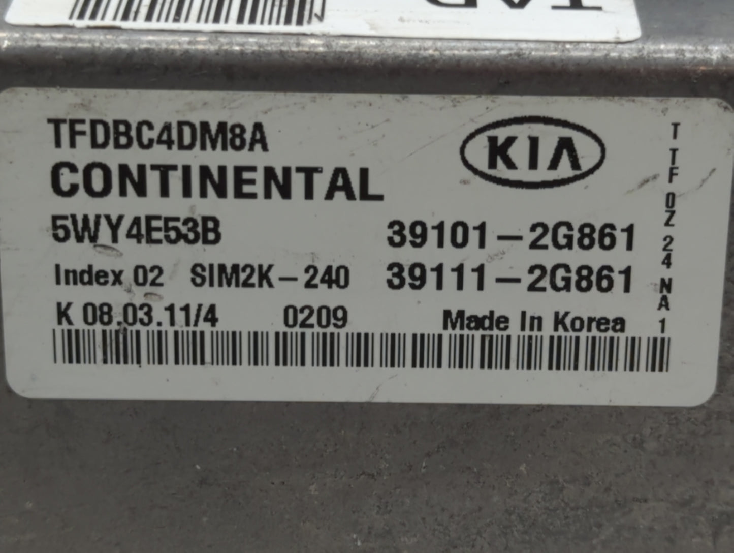 2011-2013 Kia Optima PCM Engine Control Computer ECU ECM PCU OEM P/N:39101-2G861 Fits Fits 2011 2012 2013 OEM Used Auto Part