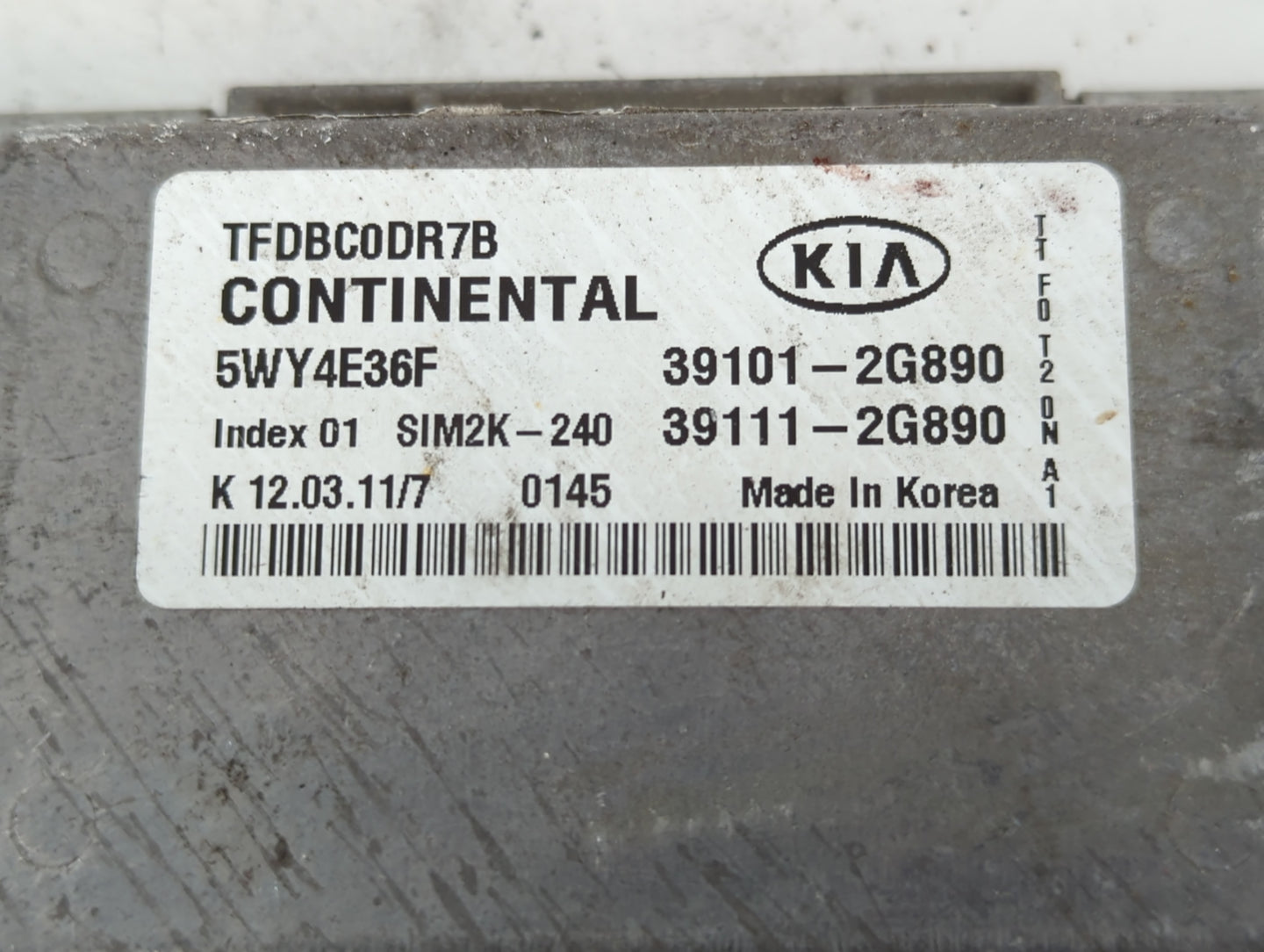 2011-2013 Kia Optima PCM Engine Control Computer ECU ECM PCU OEM P/N:39101-2G890 Fits Fits 2011 2012 2013 OEM Used Auto Part