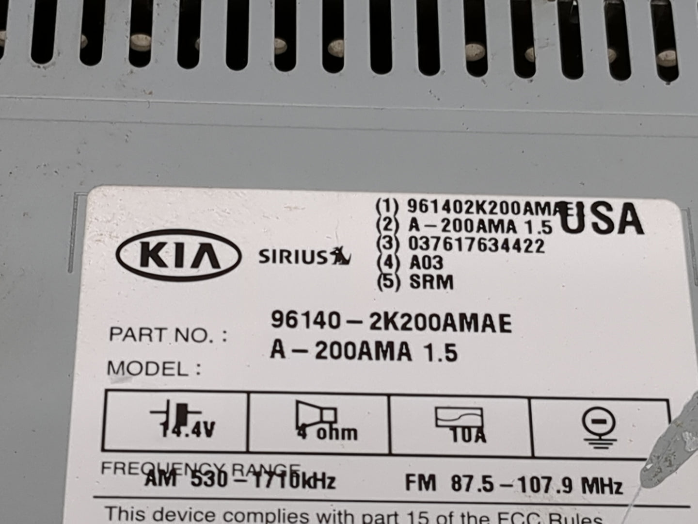 2010-2011 Kia Soul Radio AM FM Cd Player Receiver Replacement P/N:961402K200AMA 96140-2K200AMAE, A-200AMA 1.5 Fits Fits 2010