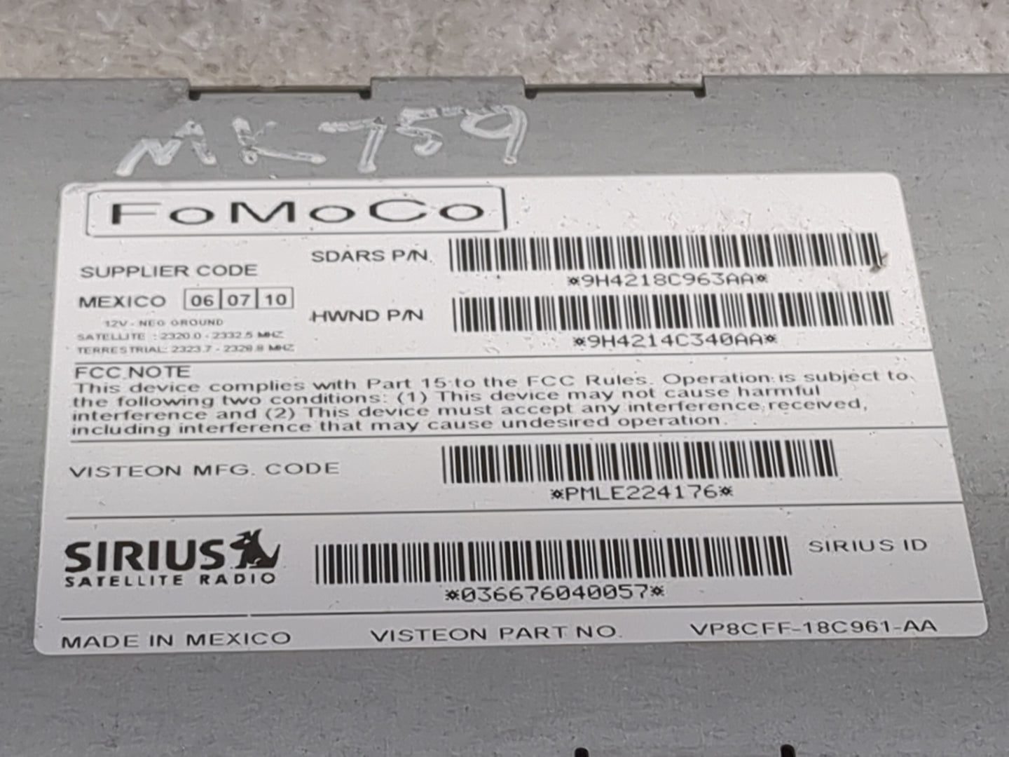 2007-2011 Land Rover Range Rover Sport Tuner Satellite Receiver - Oemusedautoparts1.com