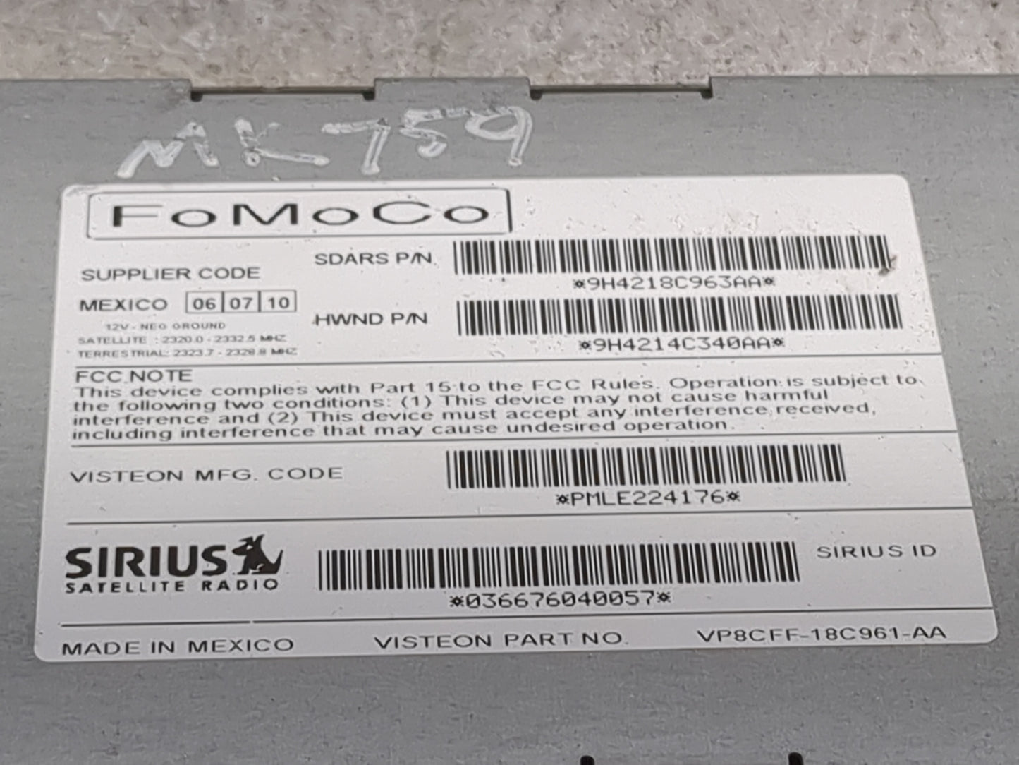 2007-2011 Land Rover Range Rover Sport Tuner Satellite Receiver - Oemusedautoparts1.com