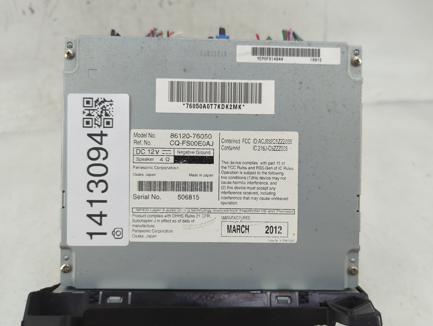 2011-2013 Lexus Ct200h Radio AM FM Cd Player Receiver Replacement P/N:86120-76050 Fits Fits 2011 2012 2013 OEM Used Auto Par