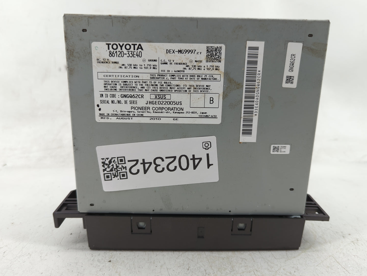 2010-2012 Lexus Es350 Radio AM FM Cd Player Receiver Replacement P/N:86120-33E40 Fits Fits 2010 2011 2012 OEM Used Auto Part